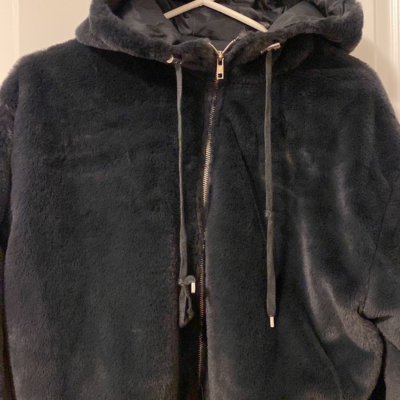 Faux Fur Hooded Bomber Jacket - Picture 8 of 8